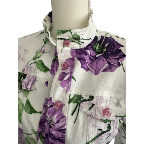 ST JOHN Sport Vintage Mary Gray Floral Jacket Size XS - Picture 2 of 11